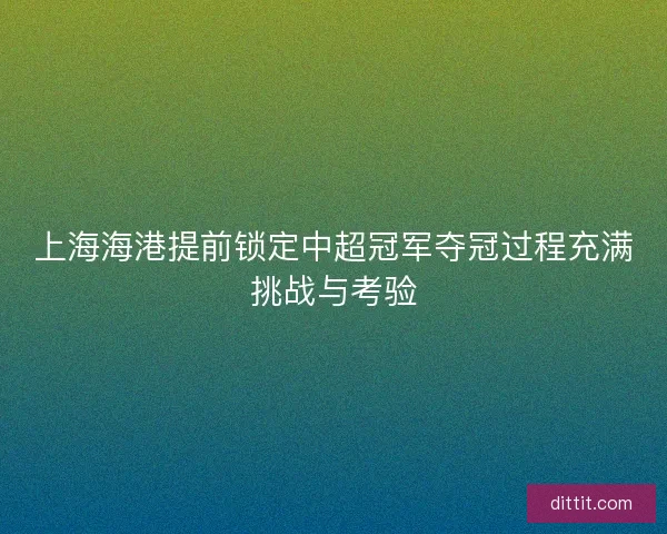 上海海港提前锁定中超冠军夺冠过程充满挑战与考验